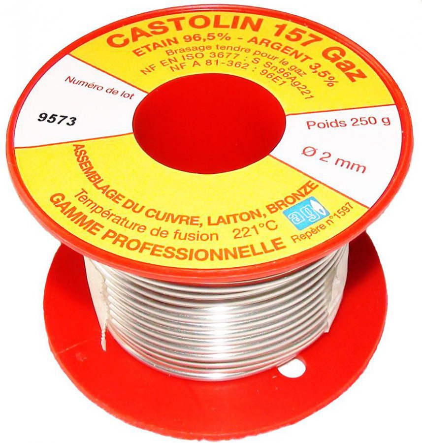 Припой для мягкой пайки Castolin 157 на катушке д.2,0 мм по 250 гр.